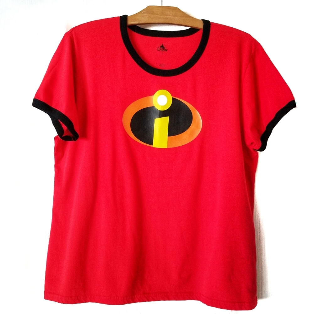 Disney Incredibles 2 Elastica short sleeve t-shirt ringer red black